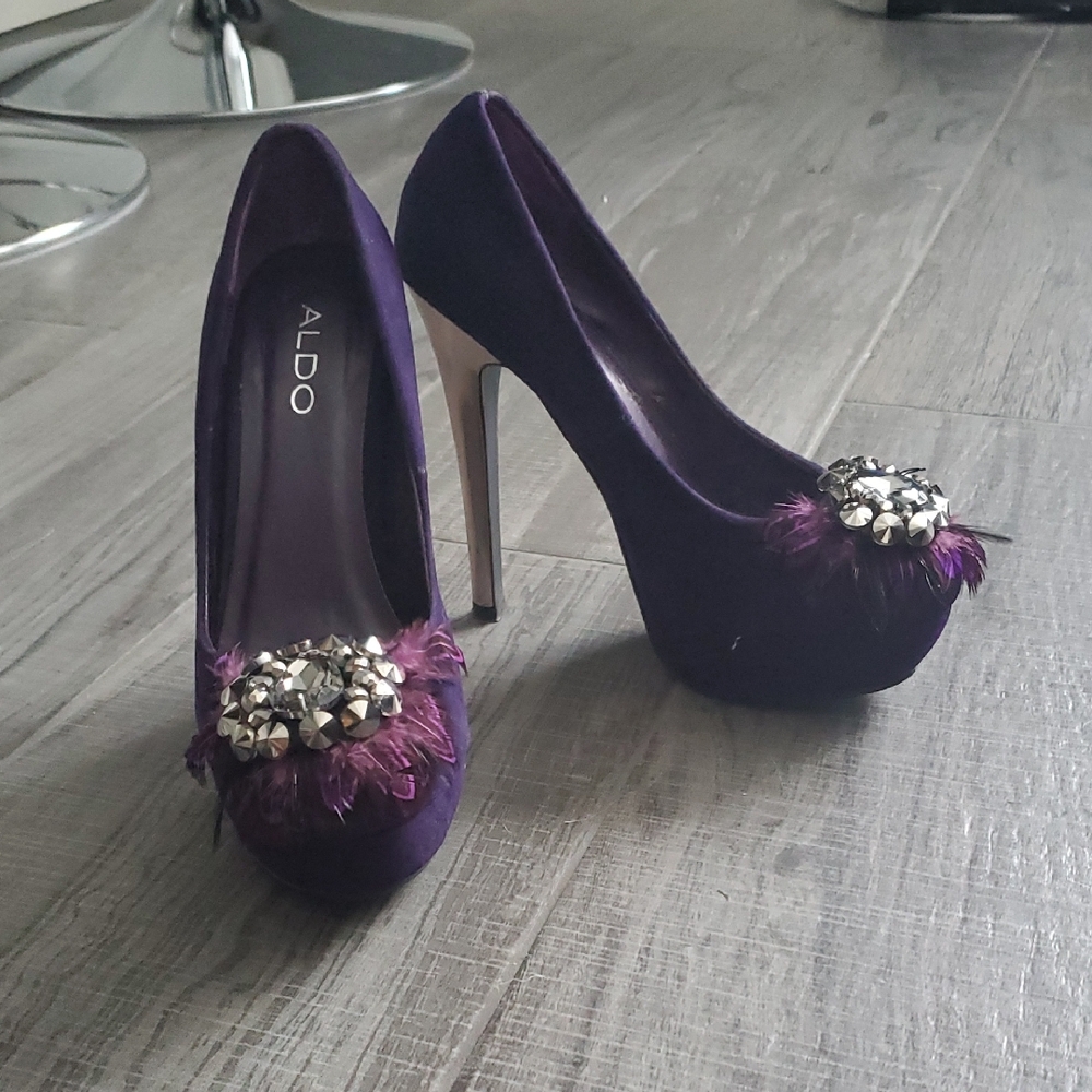 Aldo Deep Purple Embellished Heels
